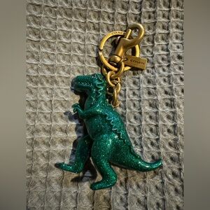 Coach Rexy Bag Charm Keychain Glitter Green Dinosaur
